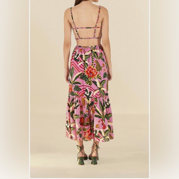 NWT FARM RIO LEOPARD FOREST MIDI DRESS SIZE LARGE - Picture 3 of 8